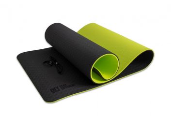 Коврик OFT для йоги 10 мм двухслойный TPE черно-зеленый