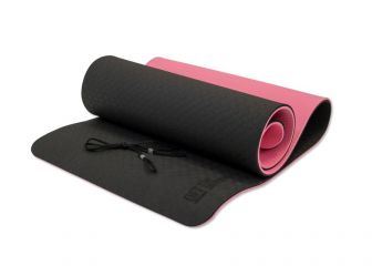 Коврик для йоги 10 мм двухслойный TPE черно-розовый OFT